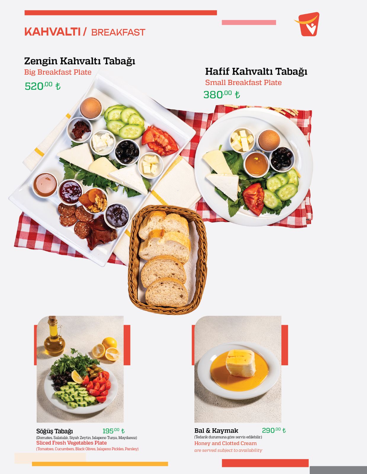 Ek Lezzetler II menü sayfası