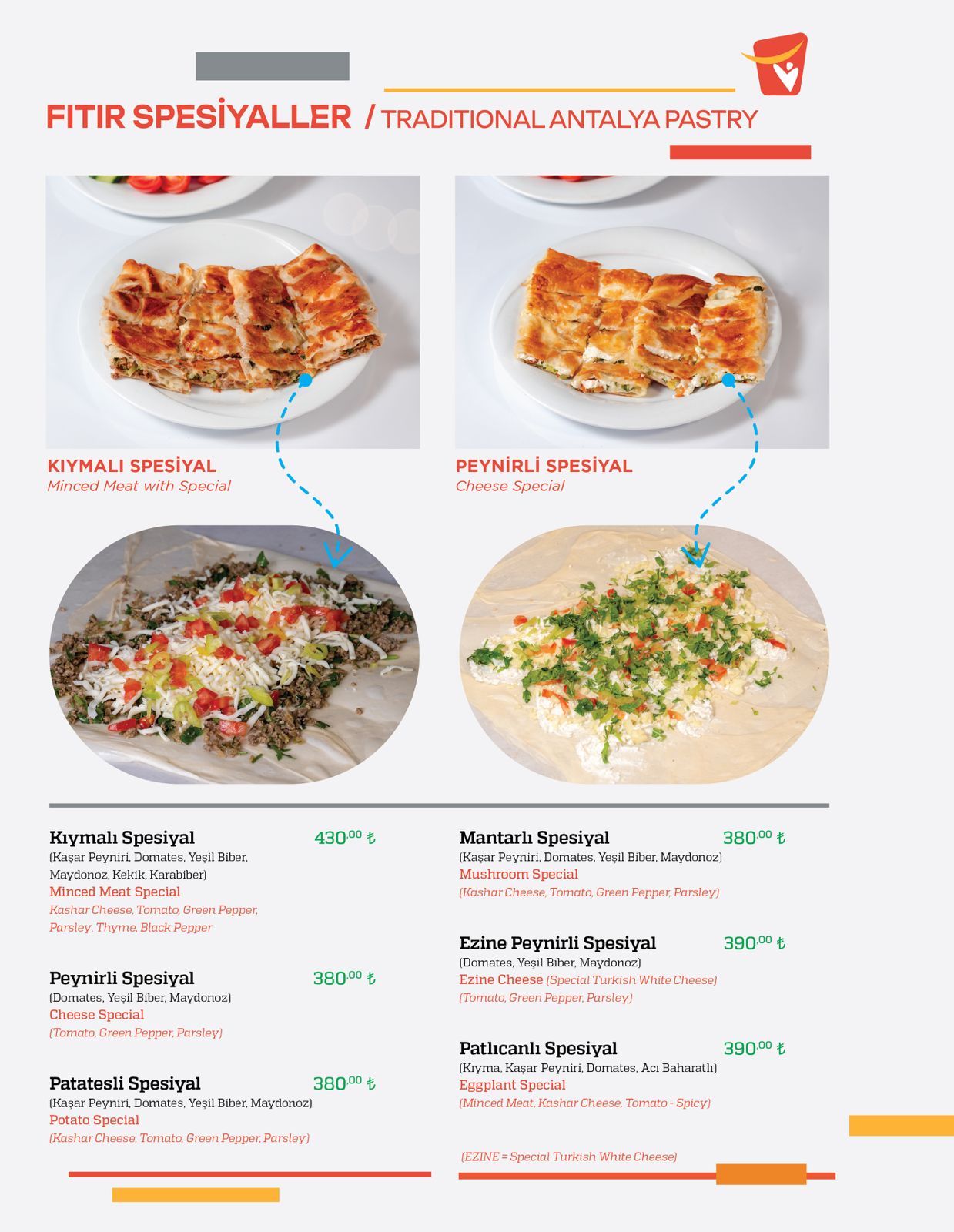 Fıtır Spesiyalleri menü sayfası