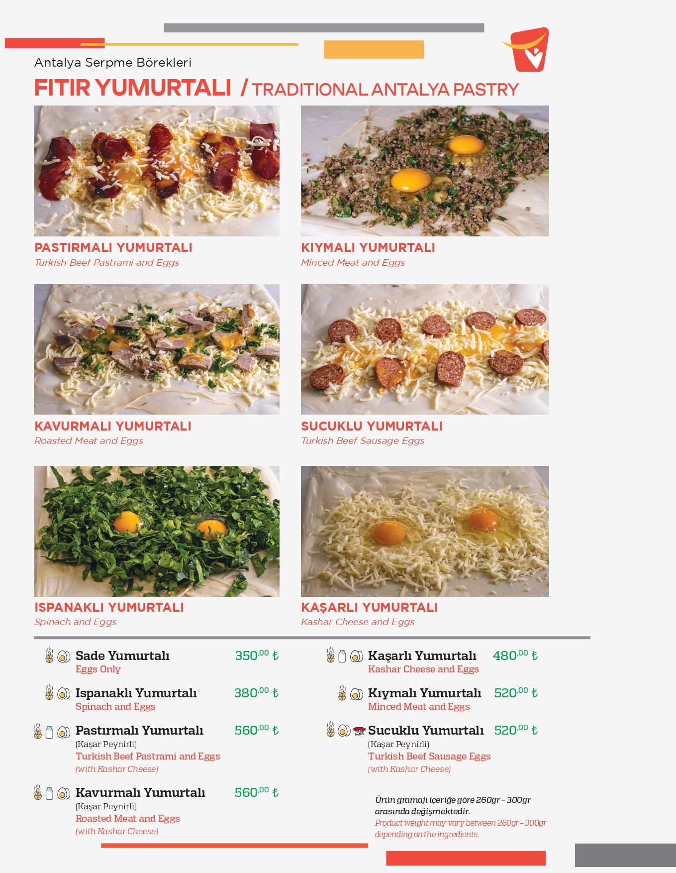 Fıtır Yumurtalı menü sayfası