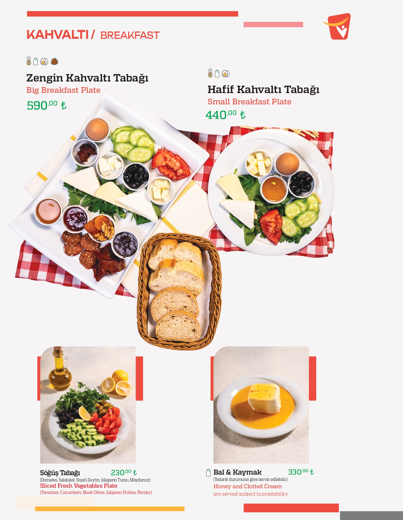 Kahvaltı menü sayfası